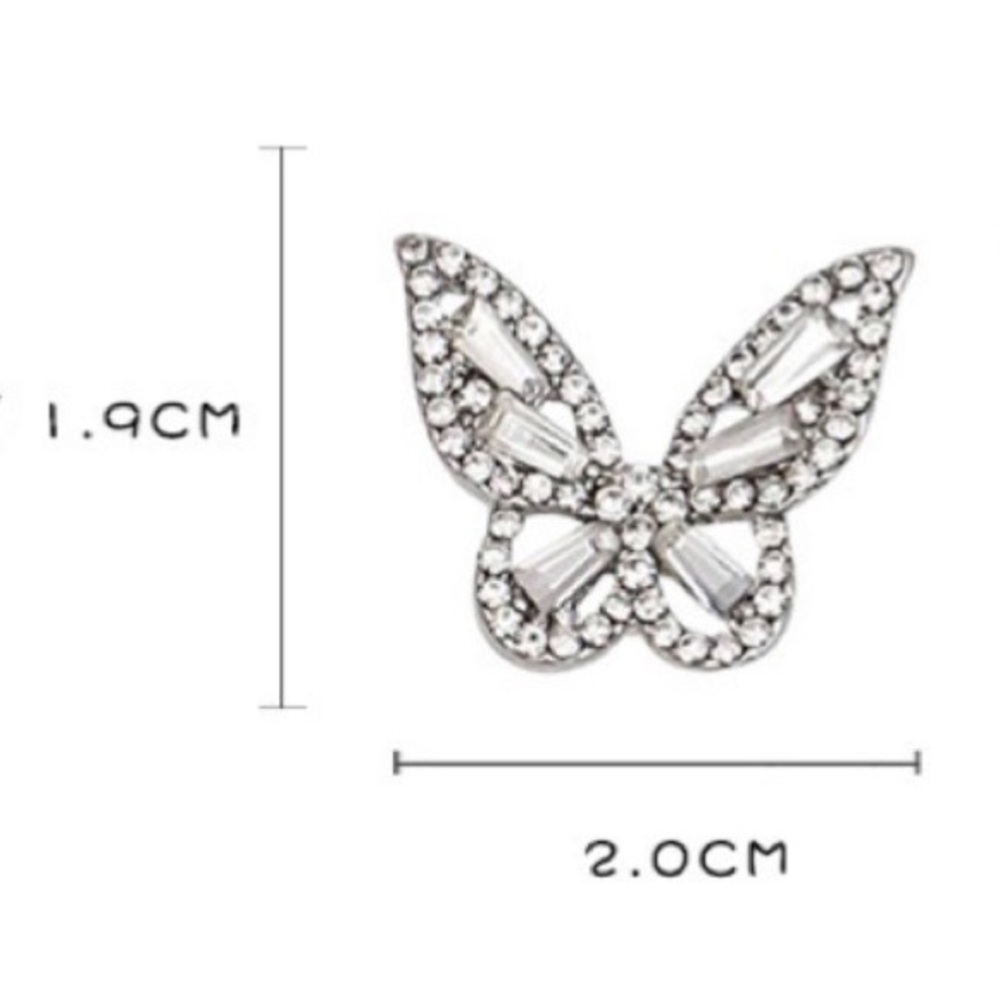 Butterfly Rhinestones Sterling silver needle earrings - Picture 6 of 6